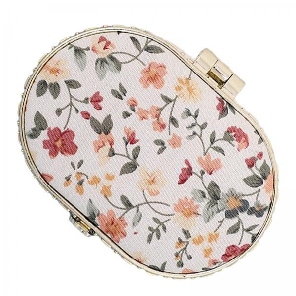2 Espejos de Maquillaje de Viaje, Espejo Plegable, Espejo de Bolsillo, Estampado Floral para Bolso , 2 piezas