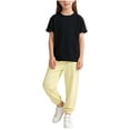 thumbnail image 2 of Mifsaly Kids Girls 2 Piece Summer Casual Set Short Sleeve Crewneck T-Shirt and Jogger Sweatpants Breathable Cotton Sport Matching Lounge Outfits 9-10 Years, 2 of 8