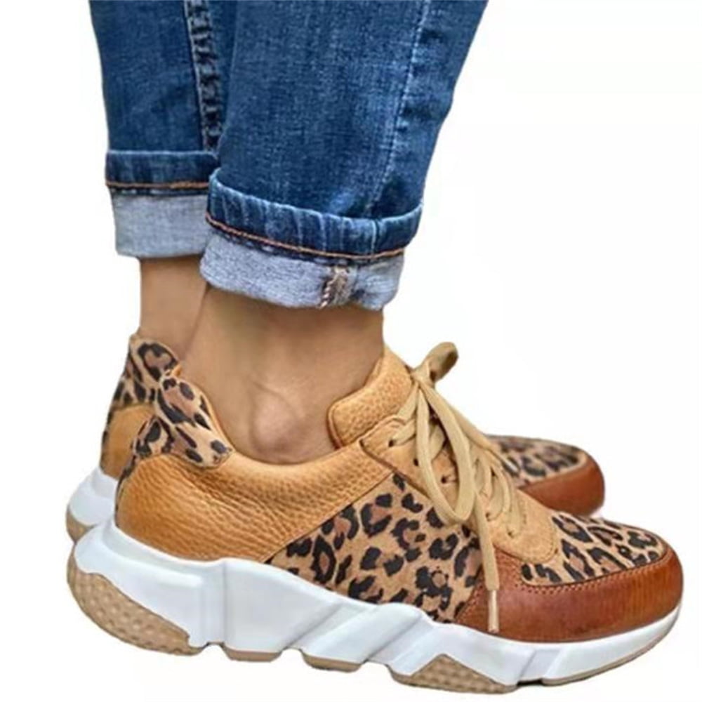 Spikes Platform Shoes Sneakers Womens Casual Chunky Size EU 40 UK 7 US 9 Animal Print Womens Shoes Low Tops Cosplay Athletic Sneakers Comfor