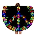 thumbnail image 1 of JSDART 60 Pouces Rond Plage Serviette Couverture Coloré 60 S Groovy Rétro Signe de Paix Calme Caractère Voyage Cercle Serviettes Circulaire Tapis Tapis Plage Jeter, 1 of 2