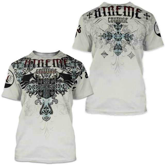 T-shirt cartoon cat bite knife creative pattern printing large size loose essentials short sleeve t