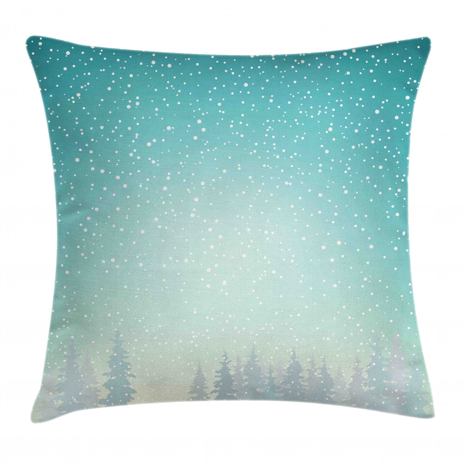 Winter Throw Pillow Cushion Cover, Snow Falls on the Spruce Forest Fir Trees Seasonal Nature