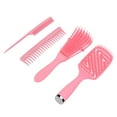 thumbnail image 5 of 5 uds cepillo para desenredar masaje del cuero cabelludo pelo liso peine hueco cepillo de pelo de cola de rata conjunto rosa, 5 of 5