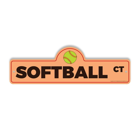 Softball Plastic Street Sign - 7 Inch X 20 Inch Gift Sports Team Bat Ball Game Player Field Fun Recreation League Active Outdoors