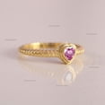 thumbnail image 2 of Solitaire Pink Sapphire Heart Ring, Twisted Band Ring, Double Layer Ring, 18 Gold Plated Ring, Proposal Ring, Anniversary Ring, Gift For Her., 2 of 5