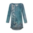 thumbnail image 5 of Xyxonk Women's Tops 3/4 Sleeve Casual Vintage Floral Printed Shirt Loose V-Neck Tunic Tops Summer Three Quarter Length T-Shirt Clothes Petite Tops for Women Blue 3XL, 5 of 5