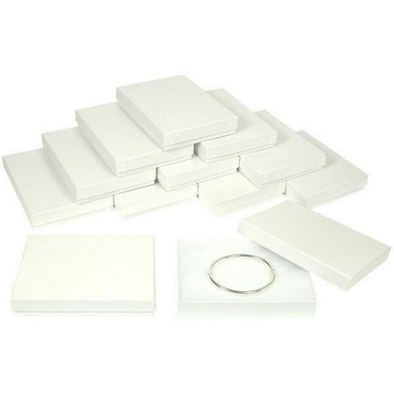 12 White Swirl Cotton Jewelry Gift Boxes Necklace Bracelet Displays 5 3/8"