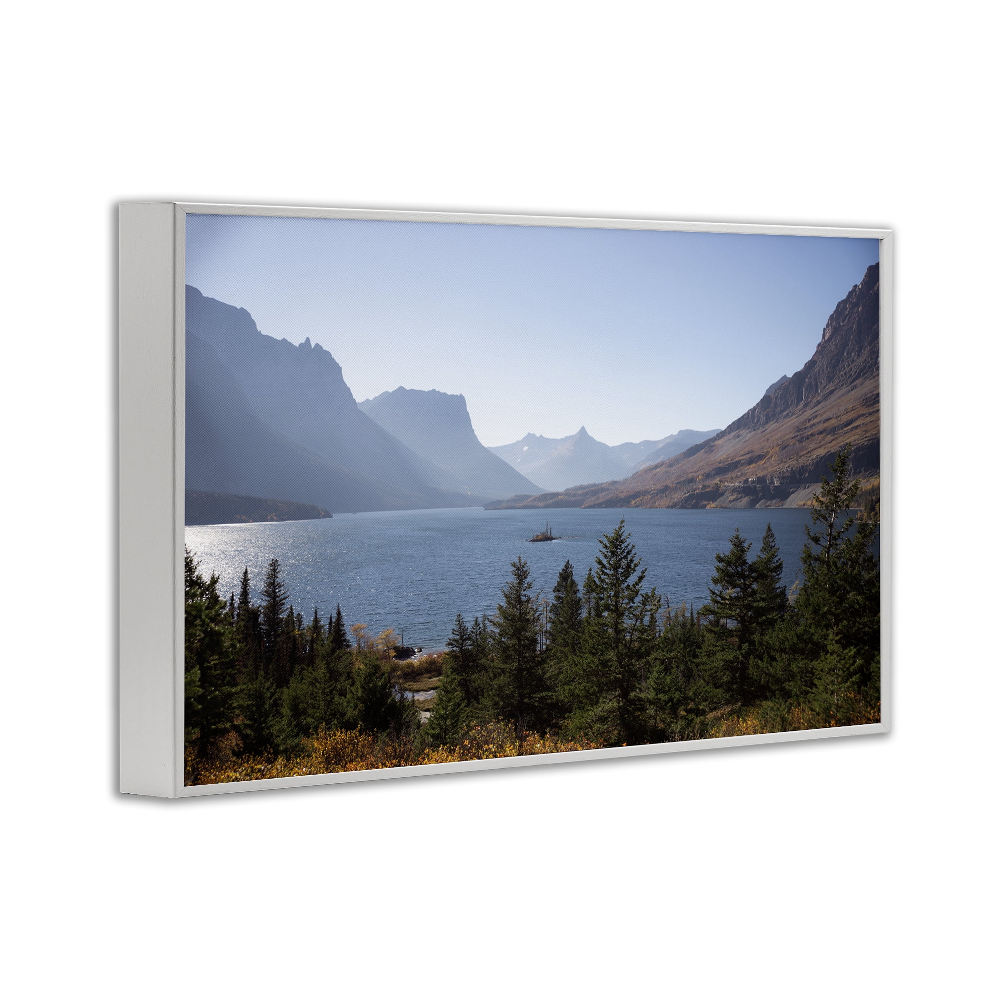 Stupell Industries Cliffs Overlooking Lake White Framed Giclee Art, design by Carol Robinson
