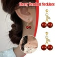 thumbnail image 3 of SSKFHGI Fashion RedCherry Pendant Necklace Earrings Women Sweet New and Cute, 3 of 8