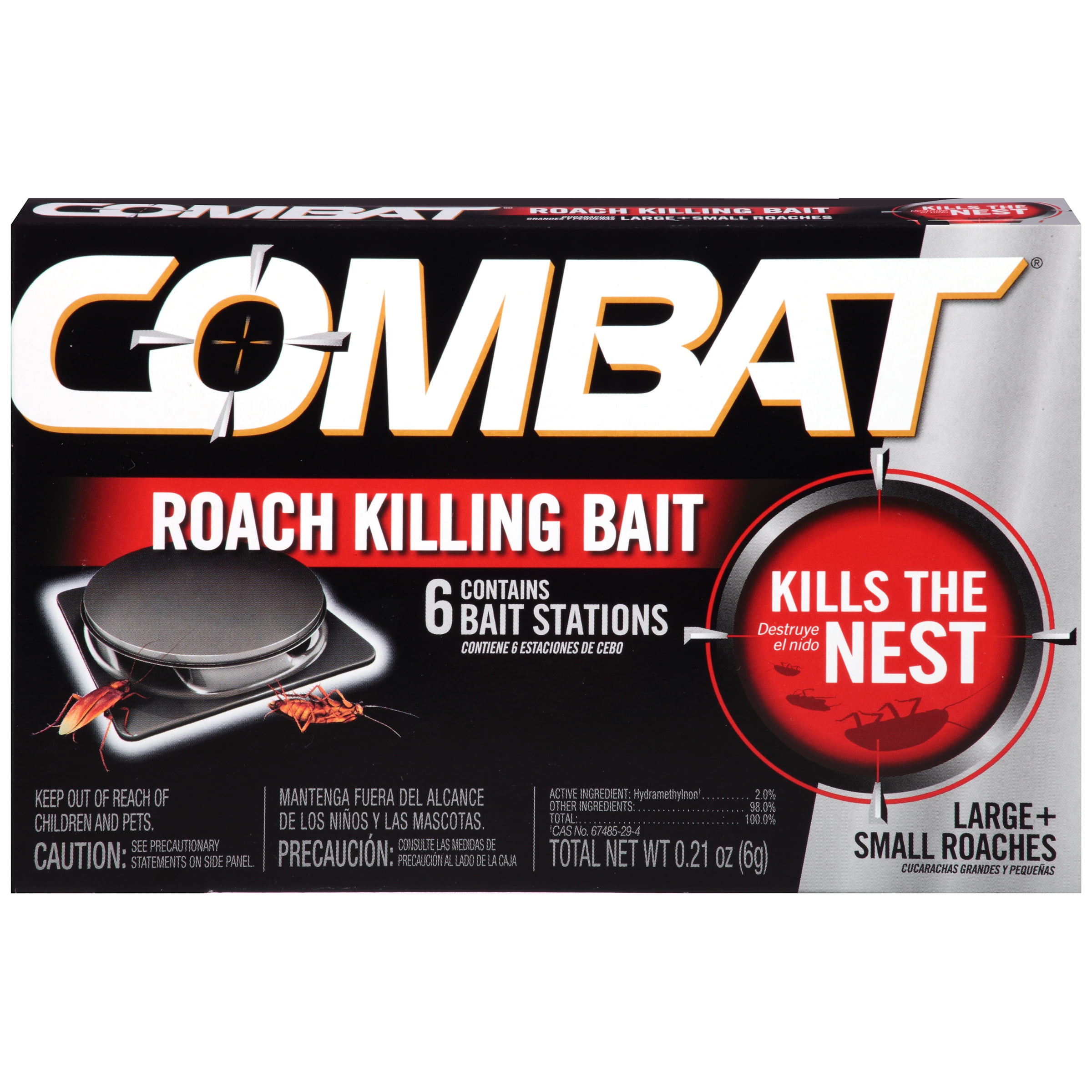 Combat Roach Killing Bait Stations for Small and Large Roaches, 6 Count