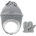 thumbnail image 3 of Zando Baby Boys Winter Hats and Gloves Sets Warm Polar Fleece Earflap Beanie Hat Light Gray XL, 3 of 5