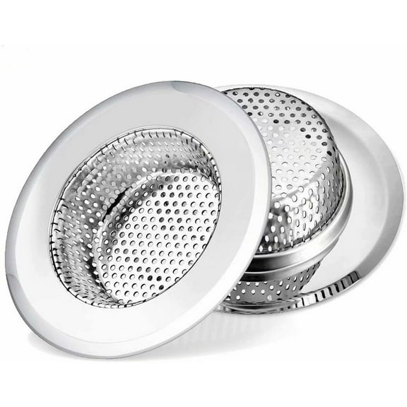 2 Pack Kitchen Sink Strainer - Large Wide Rim 2.8 Inches Diameter - Stainless Steel Drain Filter Basket Protector Screen Cover Plug Trap Accessories, Garbage Disposal Stopper Catcher