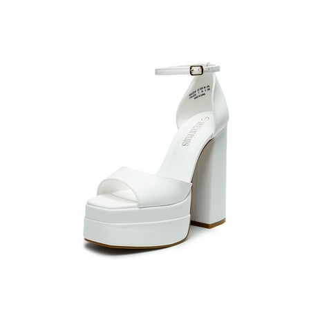 

High Heels Chunky Block Platform Heels for Women Ankle Strap Square Toe Heels Dressy Pumps Sandals Women‘s Footwear