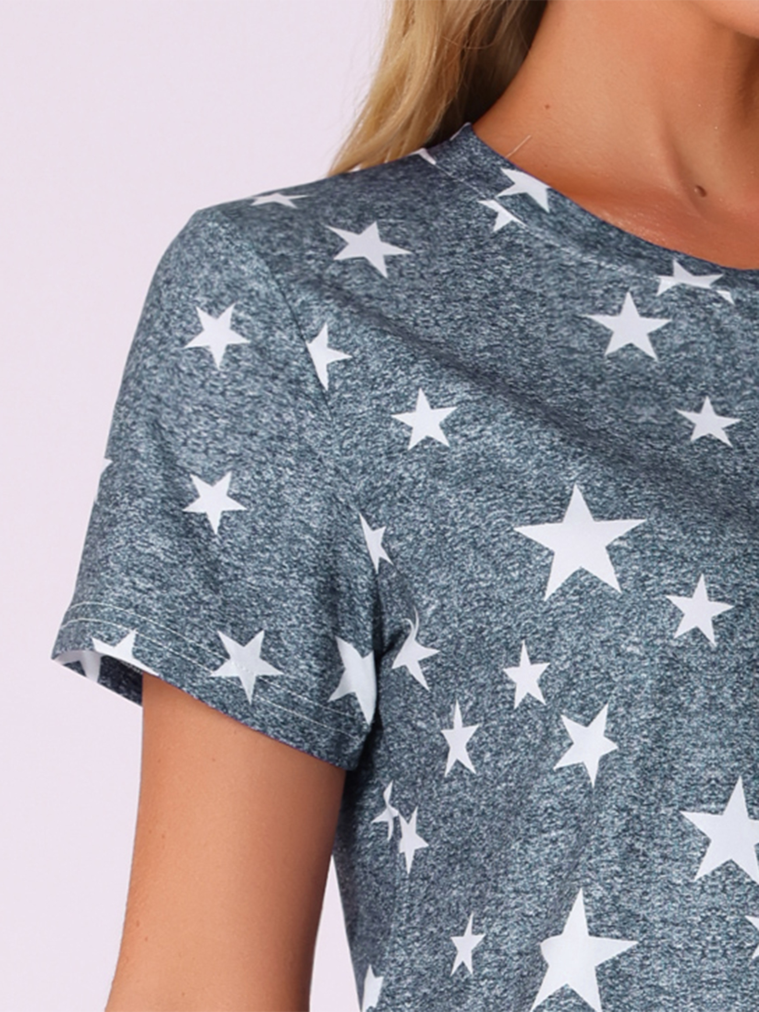 DARING DIVA Pajama Short Sleeve Top Shorts Loungewear Sleepwear Set XS Deep Gray Star