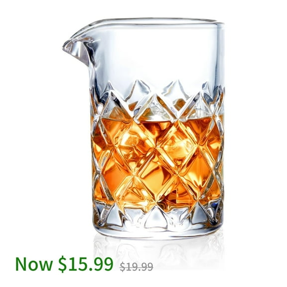 Bar Cocktail Mixing Glass, KITESSENSU Seamless Cocktail Pitcher for Stirred Cocktail - Clear-18oz 500ml