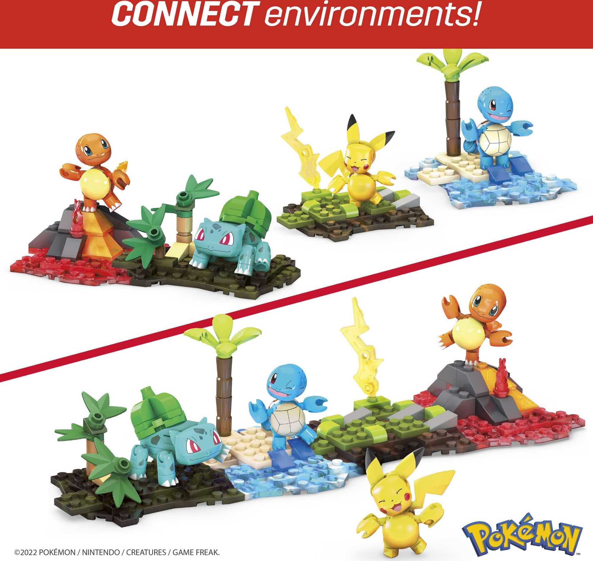 MEGA Pokemon Building Toy Kit Kanto Region Team with 4 Figures (130 Pieces)  for Kids 