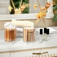 thumbnail image 4 of Yayeee 2 Pack Qtip Holder Bathroom Cotton Swab Canister with Lid Clear Dispenser Set, Pink and Yellow Striped Pattern, 4 of 6
