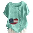thumbnail image 1 of DPTALR WomenS Round Neck Short Sleeve Tops Linen Womens Tops Trendy Tops for Women 2024, 1 of 3