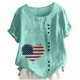 thumbnail image 1 of Camiseta Casual de Manga Corta con Botón de Cuello Redondo de las Mujeres, Tops Cortos para las Mujeres, 1 of 3