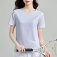 thumbnail image 4 of Timegard Workout Tops for Women Round Neck Breathable Athletic Casual Loose Short Sleeve Tops Summer, 4 of 5