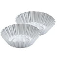thumbnail image 1 of Frcolor 48Pcs Aluminum Alloy Egg Tart Molds Thick Reusable Flower Cupcake Mold Muffin Baking Cup Tartlet Pan (Silver), 1 of 6