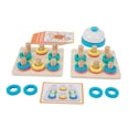 thumbnail image 3 of Anillos apilables de madera con tarjetas y campana: juego de aprendizaje sensorial de clasificación y emparejamiento para niños y niñas en el aula., 3 of 9