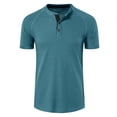 thumbnail image 1 of Birdeem Chemises pour Hommes Couleur Unie Manches Courtes Col Rond Blouses, 1 of 10
