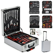 799pcs Sturdy Aluminum Trolley Case Tool Set Auto Mechanics Wrench Ratchet Socket Kit Organizer Chest Wheeled Carry Box
