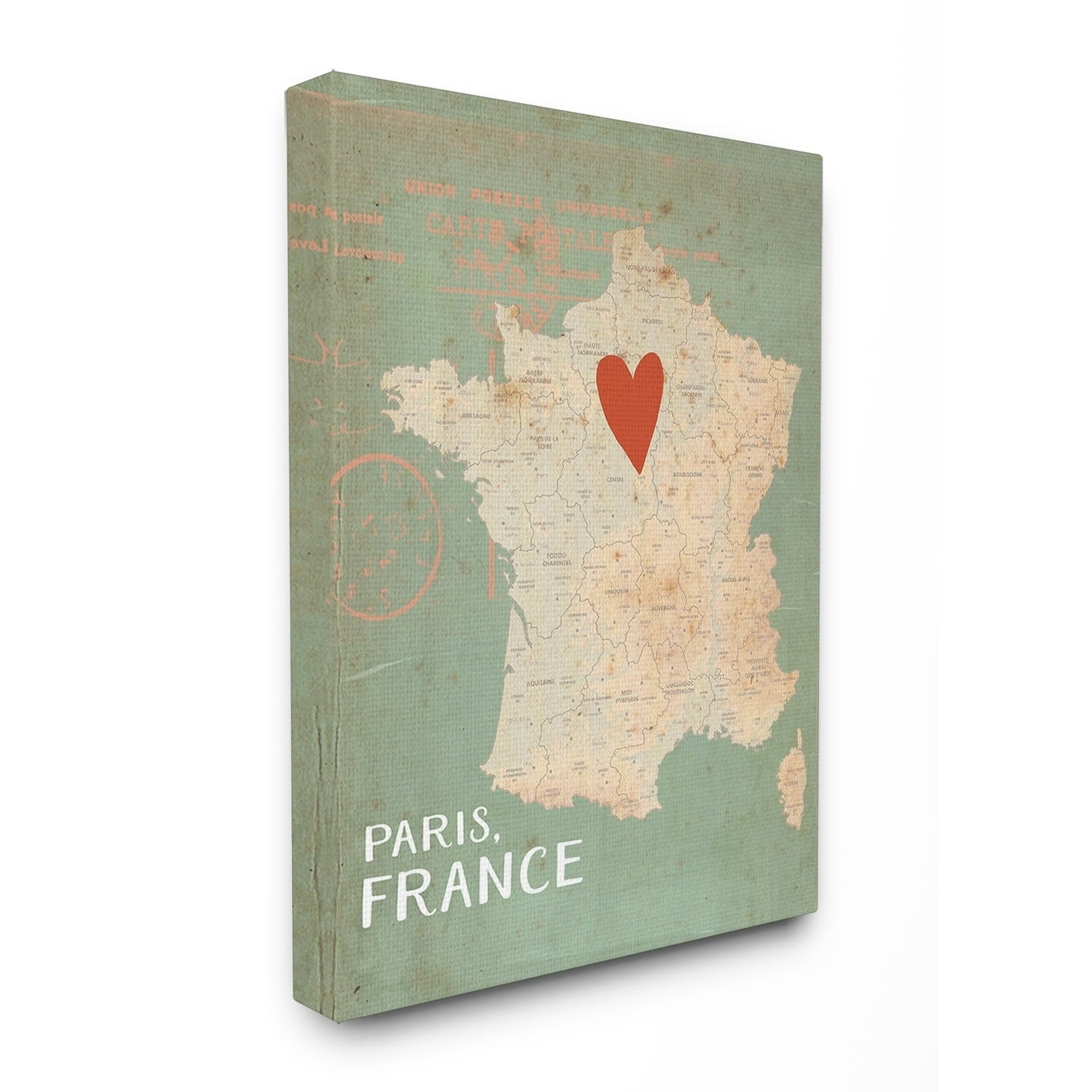 The Stupell Home Decor Collection My Heart is in Paris Map Canvas Wall Art