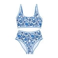 thumbnail image 6 of SHEWIN Women's Bikini Sets Floral Print Whip Stitch 2 Piece Swimsuits High Waisted Scoop Bathing Suits, 6 of 10