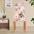 thumbnail image 4 of Yayeee 4 Pack Dining Chair Covers Stretch Parson Chairs Slipcovers Seat Protector, Pink Christmas Snowman, 4 of 6