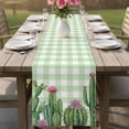 thumbnail image 4 of Green Cactus Tropical Table Runner 108 Inches, Sage Green Buffalo Plaid Summer Bed Runner Dresser Scarves Tabletop for Indoor Outdoor Parties/Ceremony/Banquet, 13"x 108", 4 of 9