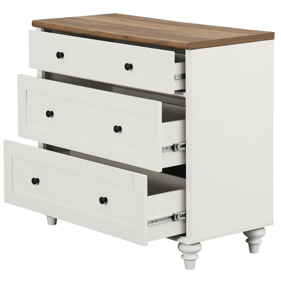 3 Drawer Dresser for Bedroom, White Kids Dressers Wood Mid Century Modern Closet Storage Organizer for Living Room, Nursery, Hallway