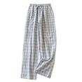 thumbnail image 3 of Xcmzpl Fall Pajamas for Men Cotton Plaid Pants Drawstring Elastic Waist Lounge Pants Casual Sleep Bottoms Comfy Loungewear, 3 of 4