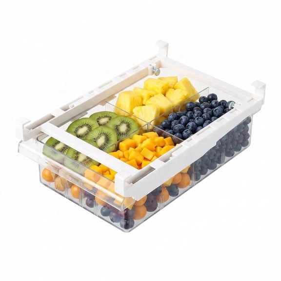 Extra-Deep Fridge Drawer Organizer, Clear Undershelf Refrigerator Organizers and Storage,  Sturdy Fridge Drawer for Refrigerators Under 0.6"
