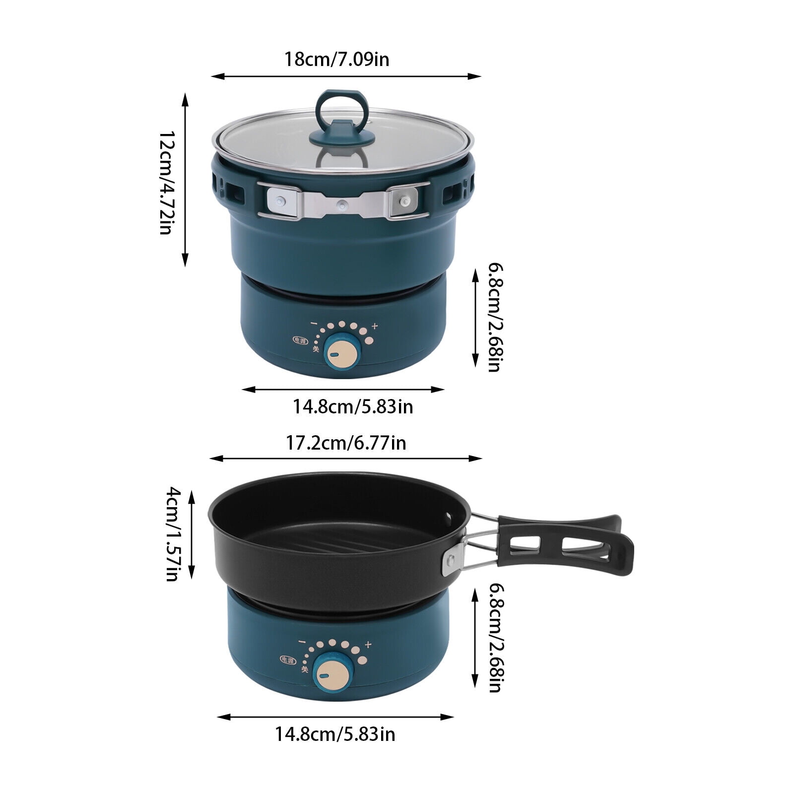 Electric Hot Pot, 1.6L Portable Non-Stick Electric Cooker with Foldable Handles, Multifunction Electric Pot for Pasta, Oatmeal, Soup, Steak with Power Adjustment