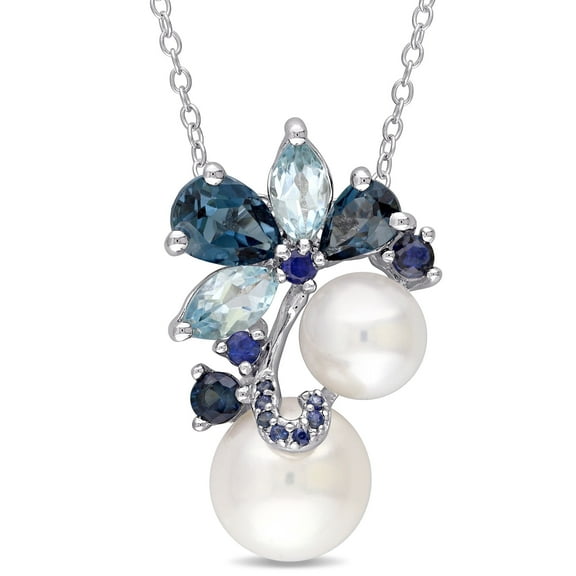 Everly Women's 2.75CT TGW Blue Topaz and Sapphire Sterling Silver Pendant