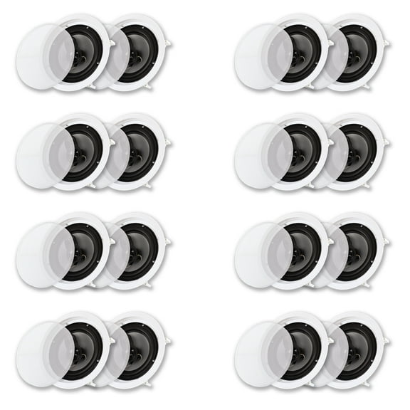 Acoustic Audio CS-IC83 In Ceiling Wall 8" Speaker 8 Pair Pack 3 Way Home Theater Flush Mount