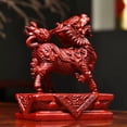 thumbnail image 4 of Red lucky qilin figurine, solid wood carving of male and female fire qilin, a decorative item for home living room feng shui arrangement., 4 of 4