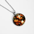 thumbnail image 4 of Thanksgiving Pumpkin Glass Circular Pendant Necklace - Sparkling Jewelry for Women, 4 of 5