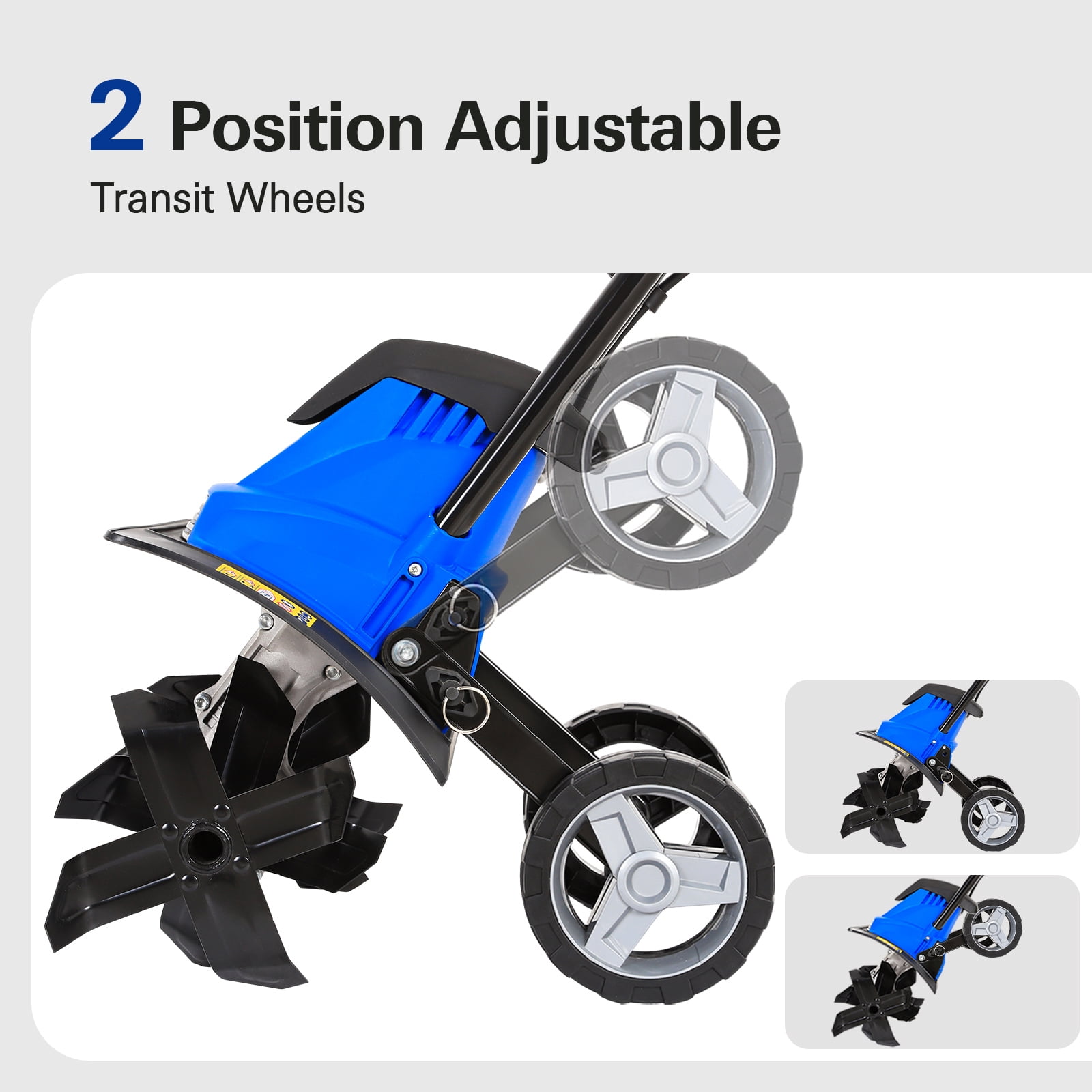 14 in Electric Tiller Cultivator 120V 10 Amp 4 Steel Tines Corded Tiller for Gardening with Foldable Handle Portable Garden Rototiller with Adjustable Wheels
