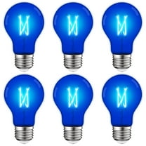 Luxrite A19 Edison LED Blue Light Bulb 4.5W=60W E26 Base Indoor Outdoor Decoration Party Holiday Lighting 6 Pack