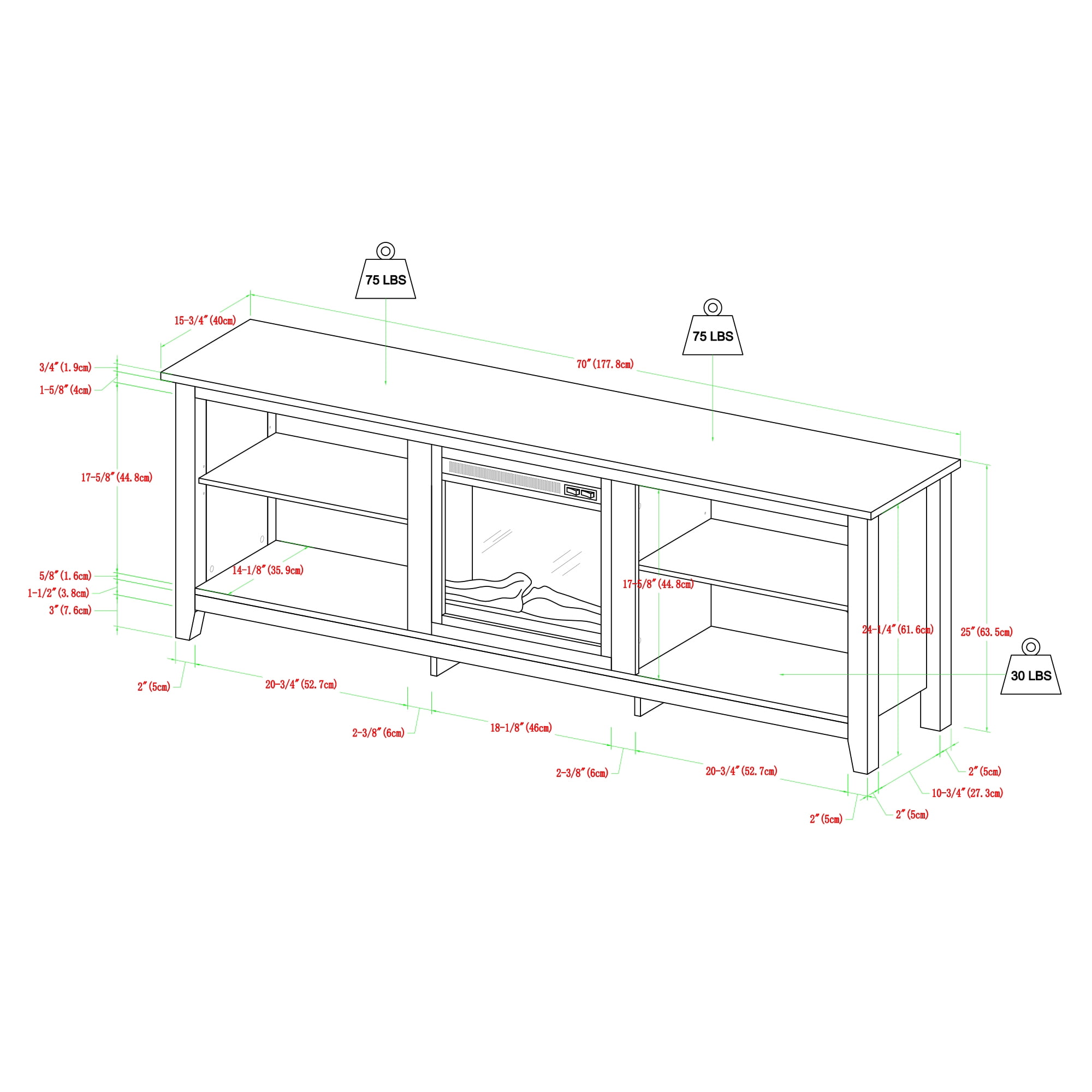 Manor Park Transitional Electric Fireplace TV Stand, Grey Wash