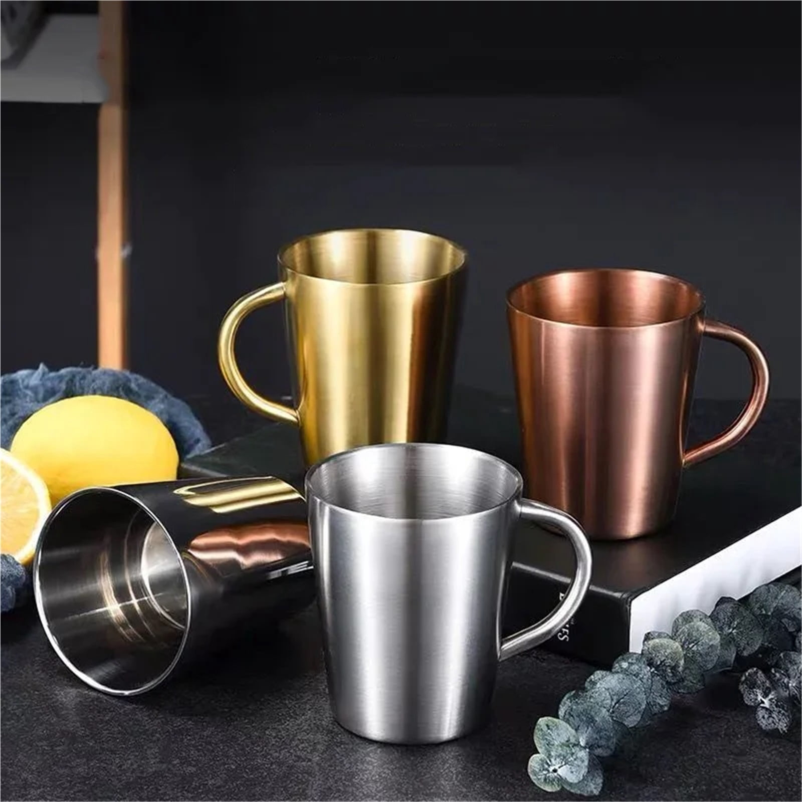 Espresso cup 300ml Stainless Steel Water Cup Double-Layer Thermal Beer Mug With Handle Anti-fall Heat Insulation Coffee Cup