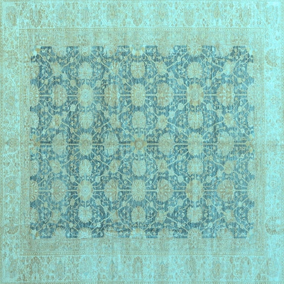 Ahgly Company Indoor Square Oriental Light Blue Modern Area Rugs, 5' Square