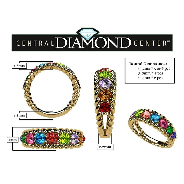Nana Rope Mothers Ring 4 Birthstones 1 10 Simulated 10K Yellow
