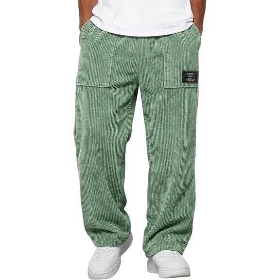 Dresfit Corduroy Pants Men Baggy Wide Leg Sweatpants Fall Winter Drawstring Big and Tall Sweat Pants Oversized Elastic Waist Uncuffed Athletic Pants XL
