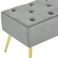 thumbnail image 4 of Alden Design Modern Ottoman Velvet Footstool Bench for Bedroom, Gray, 4 of 7