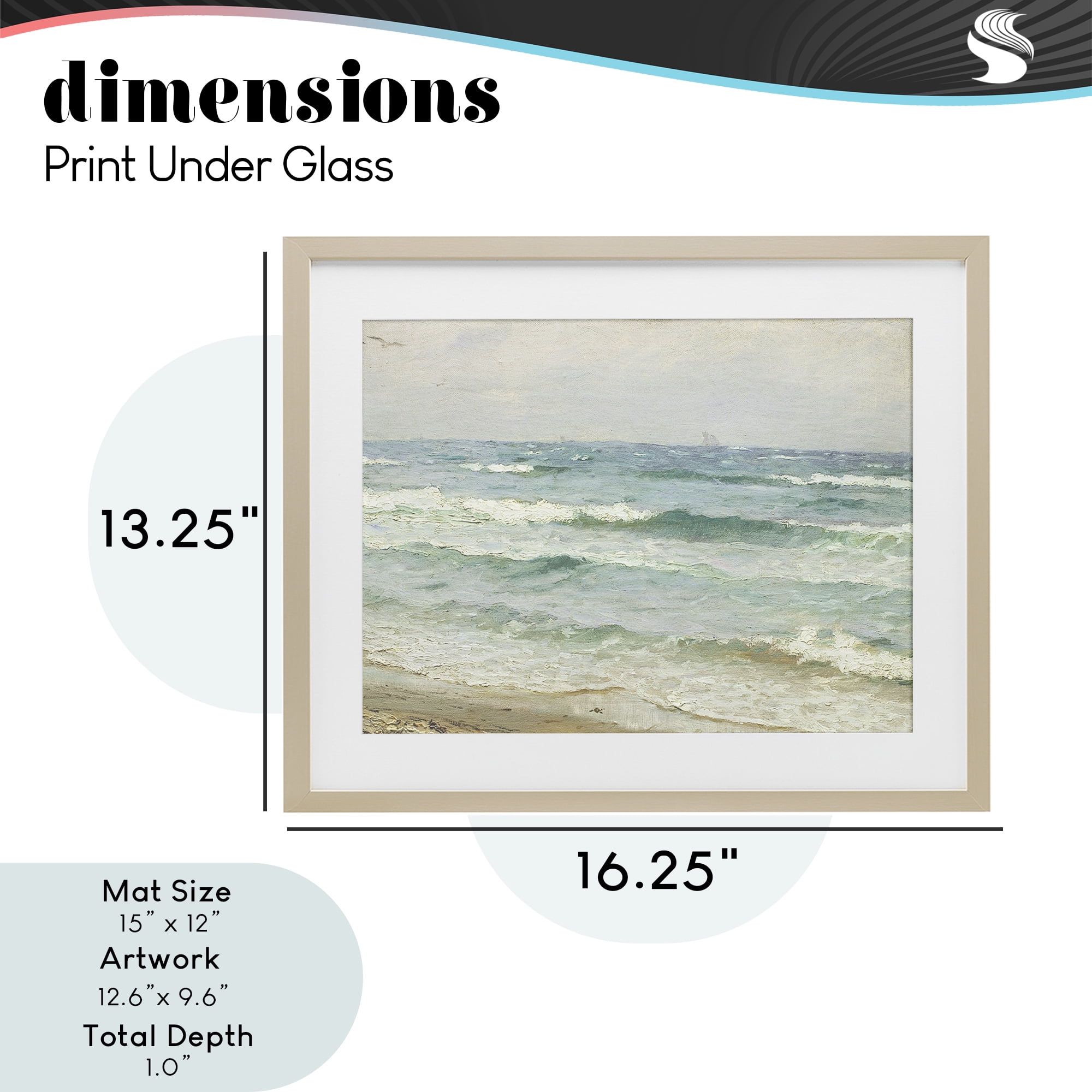 Stupell Industries Vintage Waves on The Shore Birch Framed Print Under Glass, design by Leah Straatsma