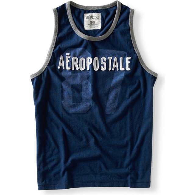 Aeropostale - Camiseta sin mangas bordada para hombre, color azul, extragrande